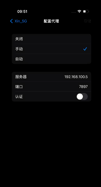 iPhone 手动填写 HTTP 代理服务器和端口